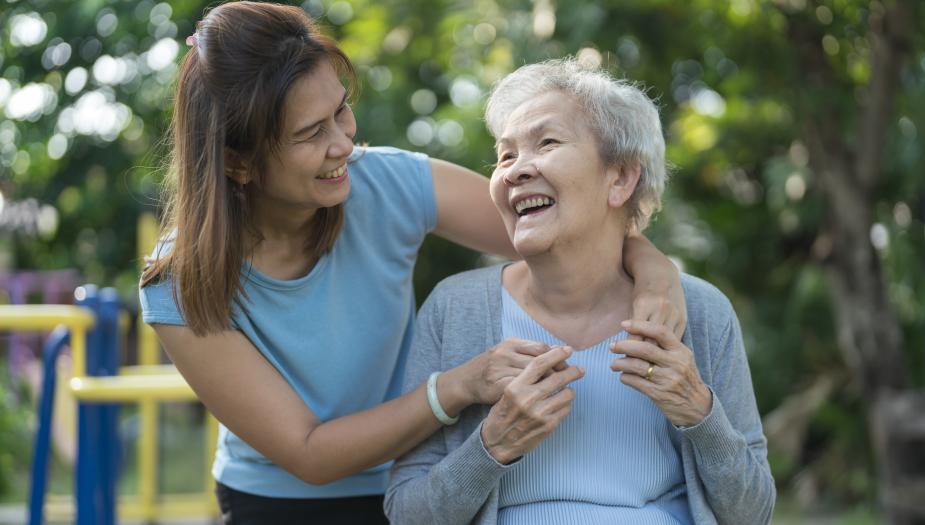 caregiver and senior citizen patient 